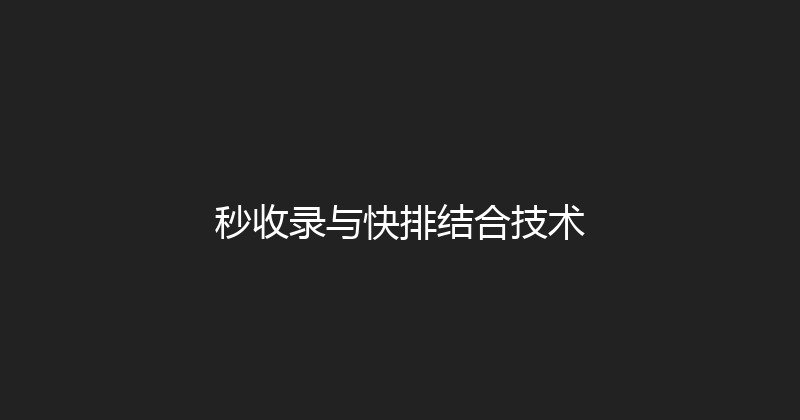 秒收录与快排结合技术 封面图