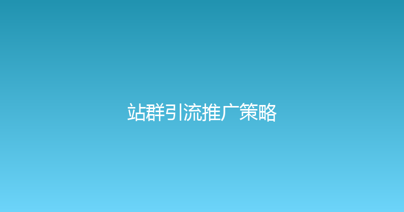 站群引流推广策略 封面图