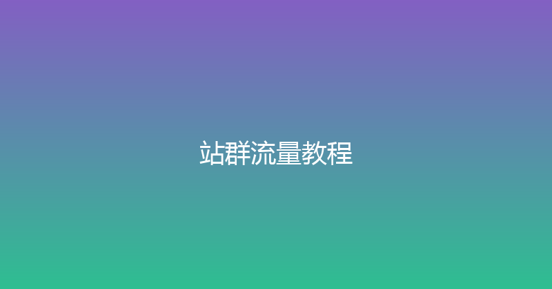 站群流量教程 封面图