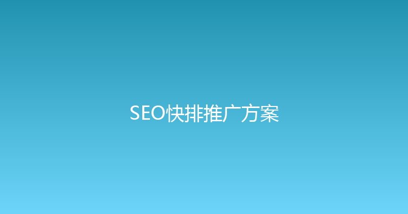 SEO快排推广方案 封面图